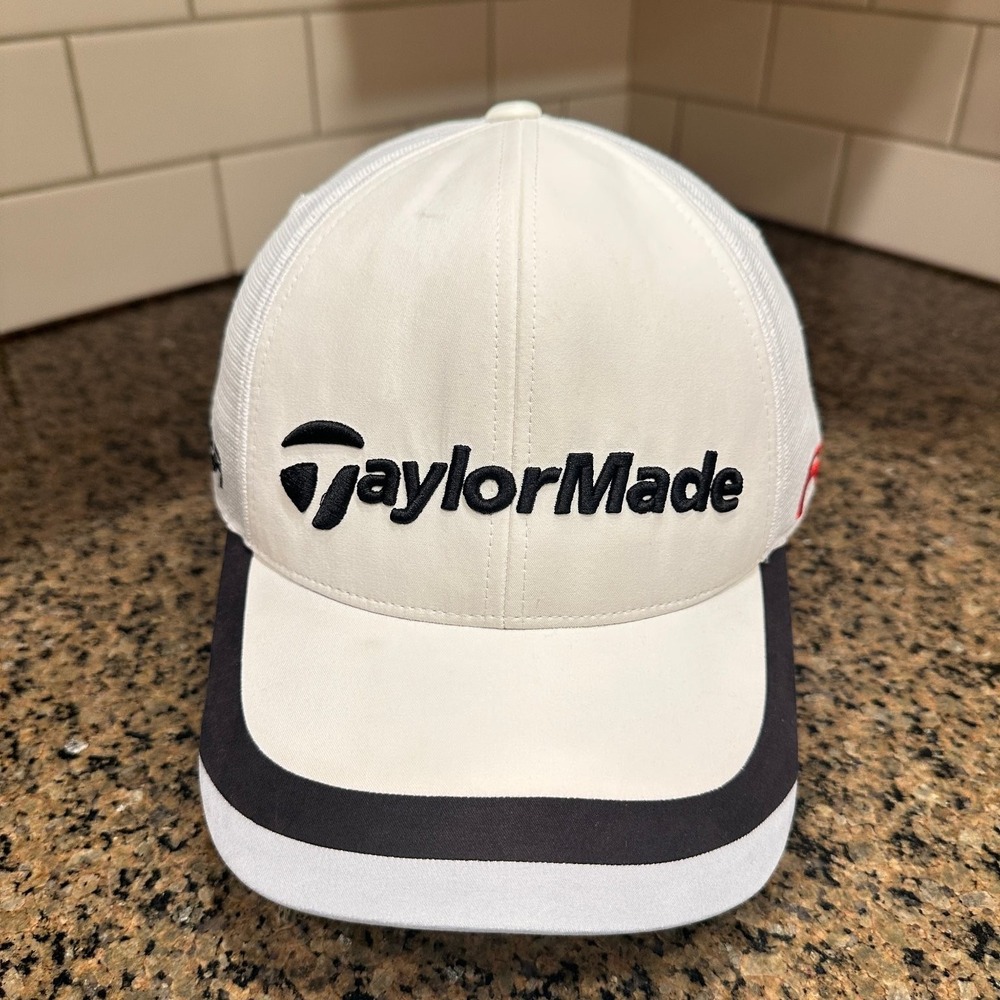 TaylorMade R9 Burner Golf Hat Men's Adjustable White Black Mesh Performance